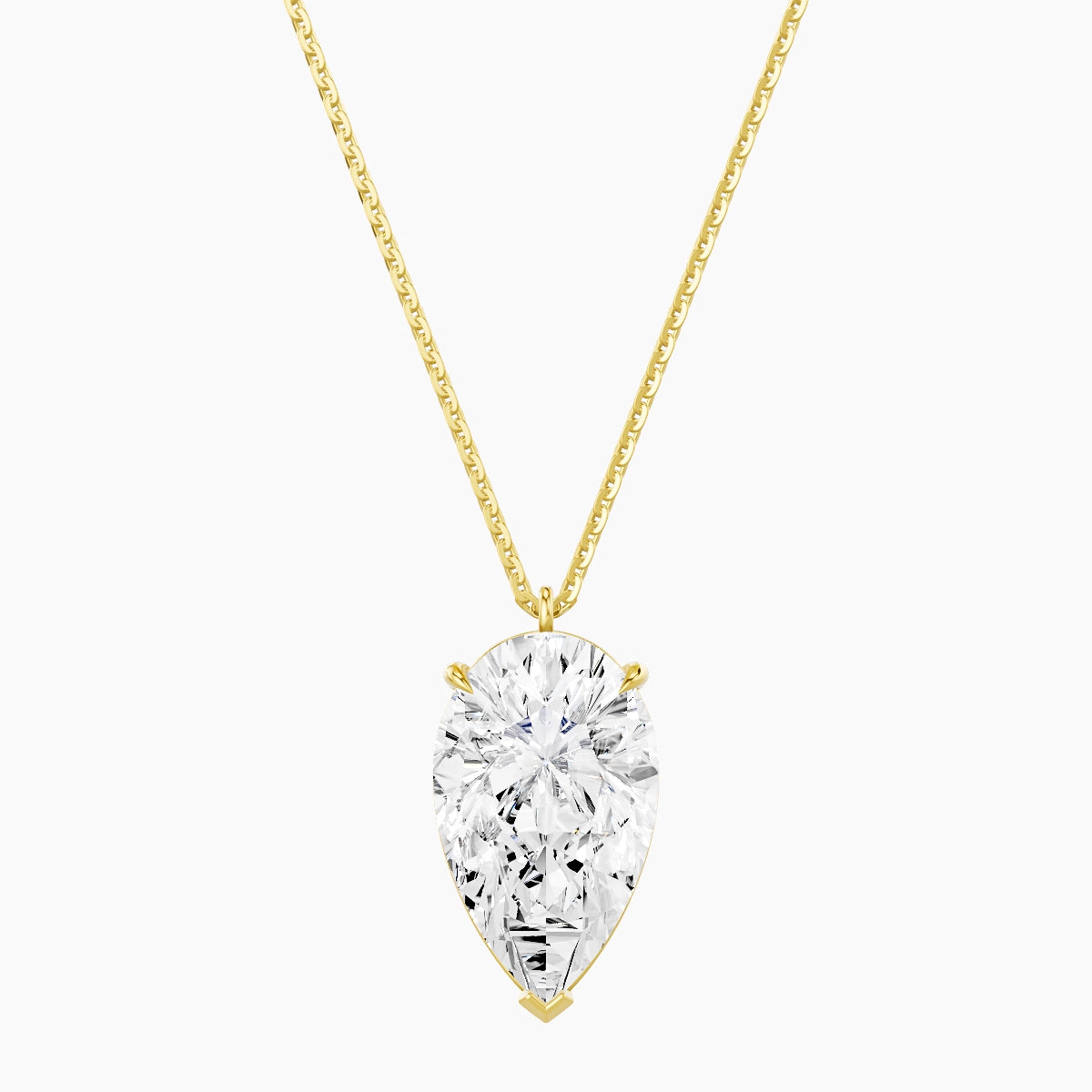 Hanging Solitaire | 18k Yellow Gold 5 ct White Lab Diamond Pear Pendant