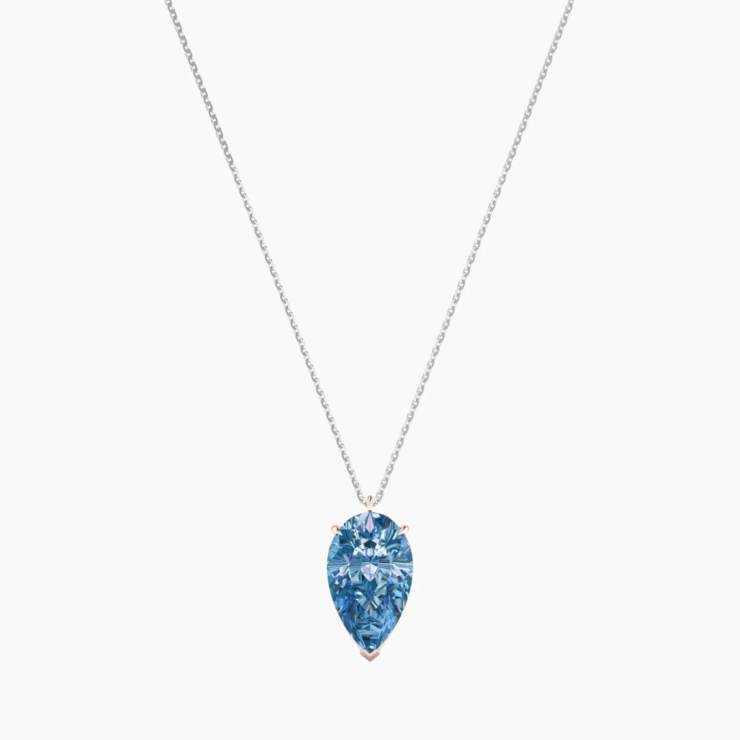 Hanging Solitaire | 18k White & Rose Gold 5 ct Blue Lab Diamond Pear Cut Pendant