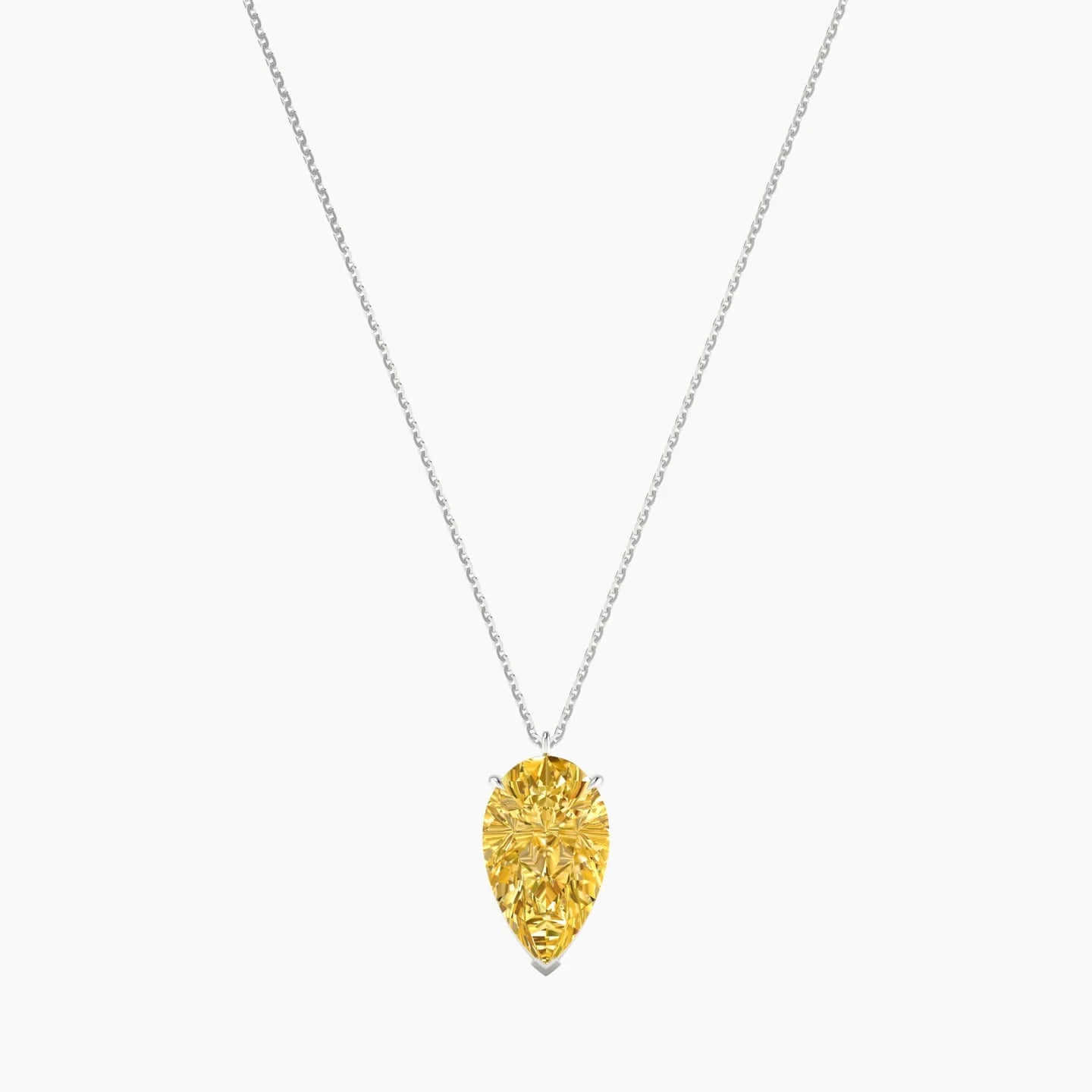 Hanging Solitaire | 18k White Gold 5 ct Yellow Lab Diamond Pear Cut Pendant