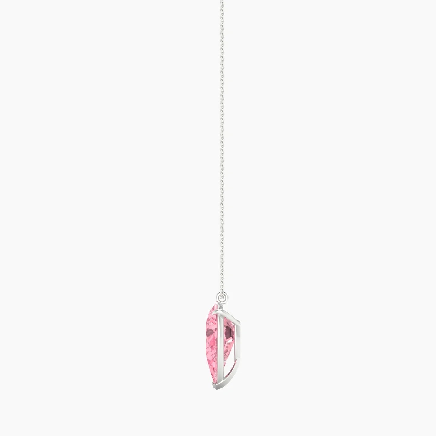 Hanging Solitaire | 18k White Gold 5 ct Pink Lab Diamond Pear Cut Pendant