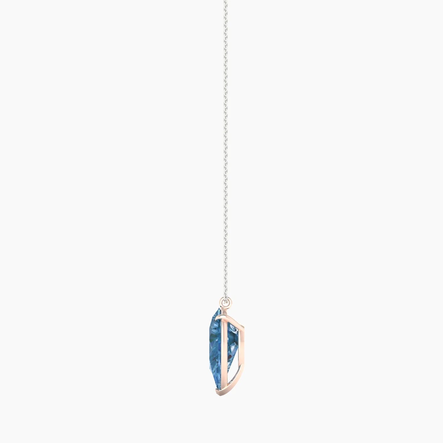 Hanging Solitaire | 18k White & Rose Gold 5 ct Blue Lab Diamond Pear Cut Pendant
