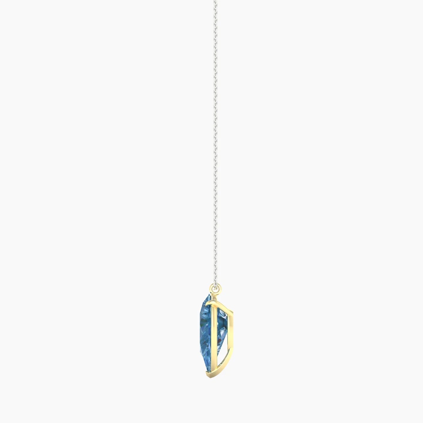Hanging Solitaire | 18k White & Yellow Gold 5 ct Blue Lab Diamond Pear Cut Pendant