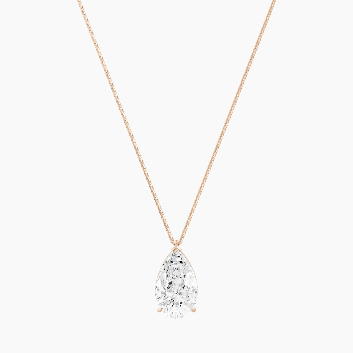 Hanging Solitaire | 18k Rose Gold 5 ct White Lab Diamond Pear Pendant