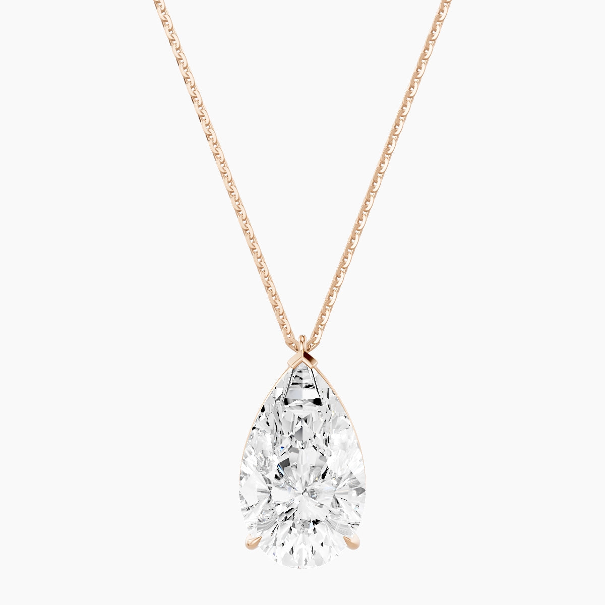 Hanging Solitaire | 18k Rose Gold 5 ct White Lab Diamond Pear Pendant