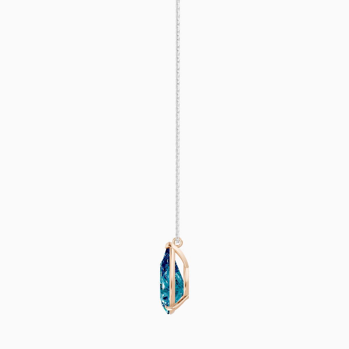 Hanging Solitaire | 18k White & Rose Gold 5 ct Blue Lab Diamond Pear Pendant