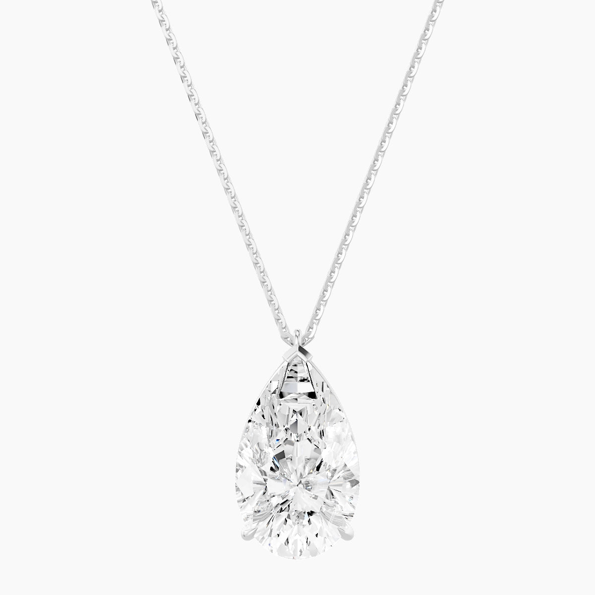 Hanging Solitaire | 18k White Gold 5 ct White Lab Diamond Pear Pendant