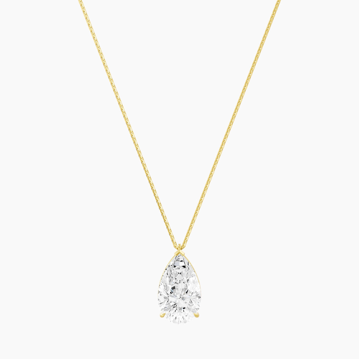 Hanging Solitaire | 18k Yellow Gold 5 ct White Lab Diamond Pear Pendant