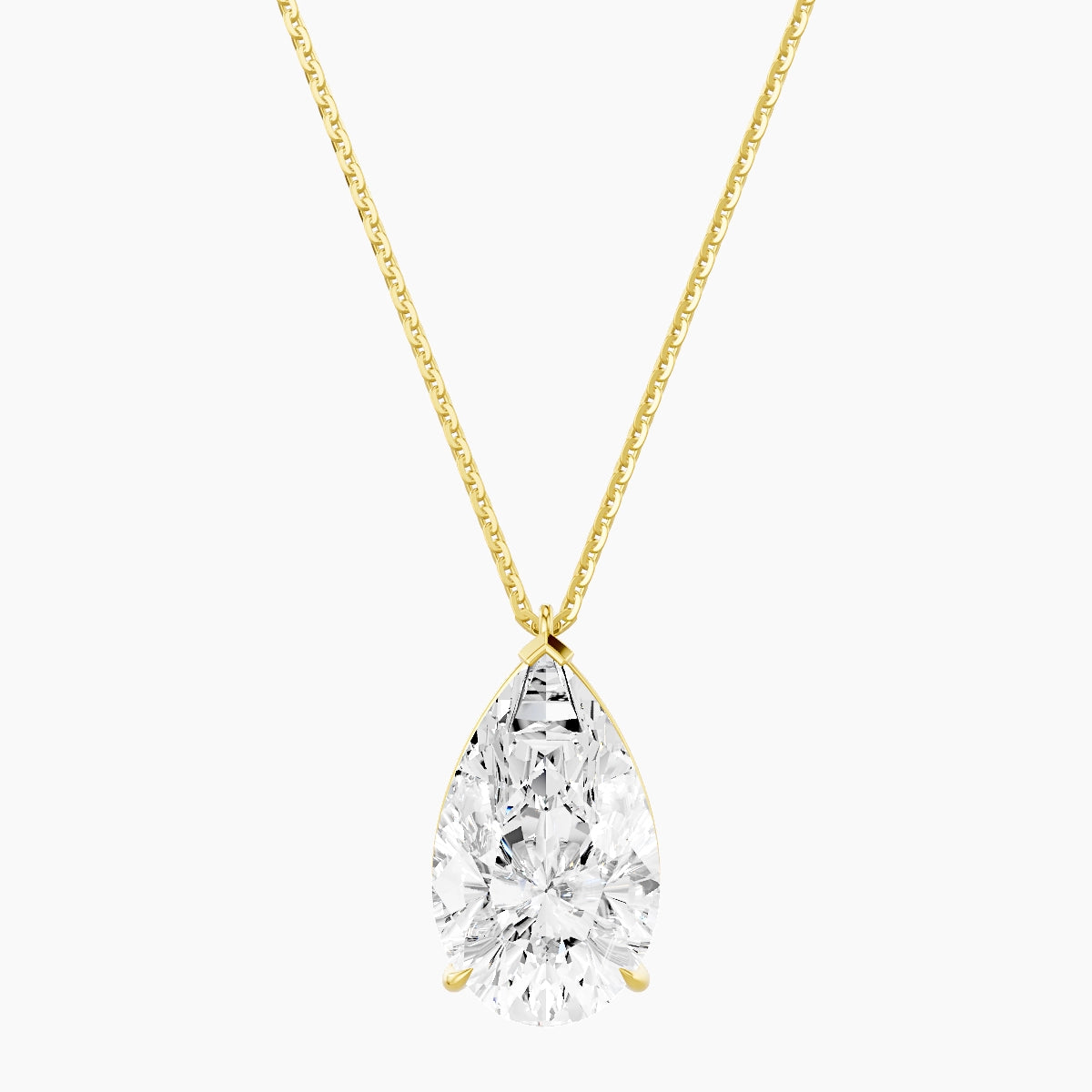 Hanging Solitaire | 18k Yellow Gold 5 ct White Lab Diamond Pear Pendant