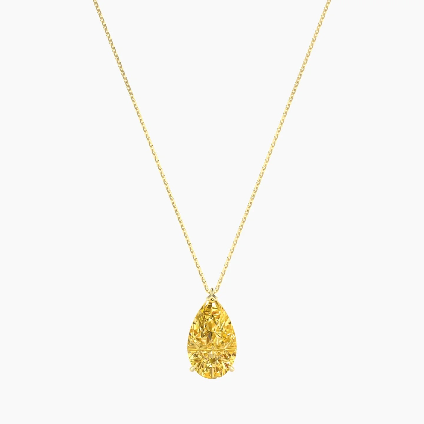Hanging Solitaire | 18k Yellow Gold 5 ct Yellow Lab Diamond Pear Cut Pendant