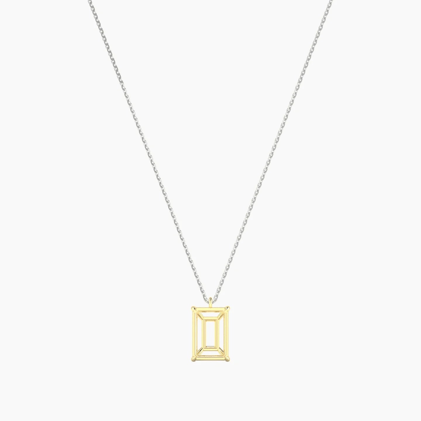 Hanging Solitaire | 18k White & Yellow Gold 3-4.99 ct Radiant Cut Pendant Setting