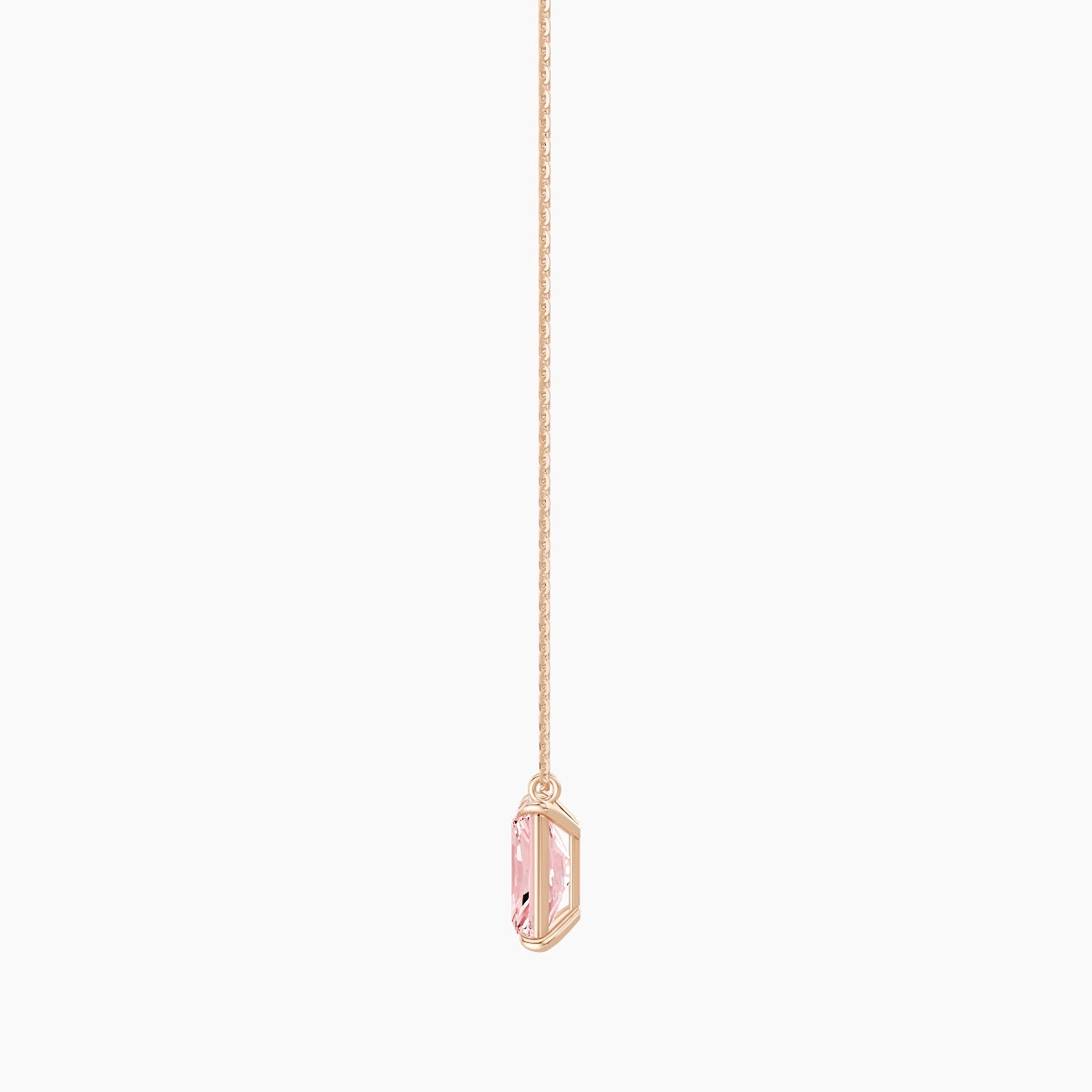 Hanging Solitaire | 18k Rose Gold 3 ct Pink Lab Diamond Radiant Pendant