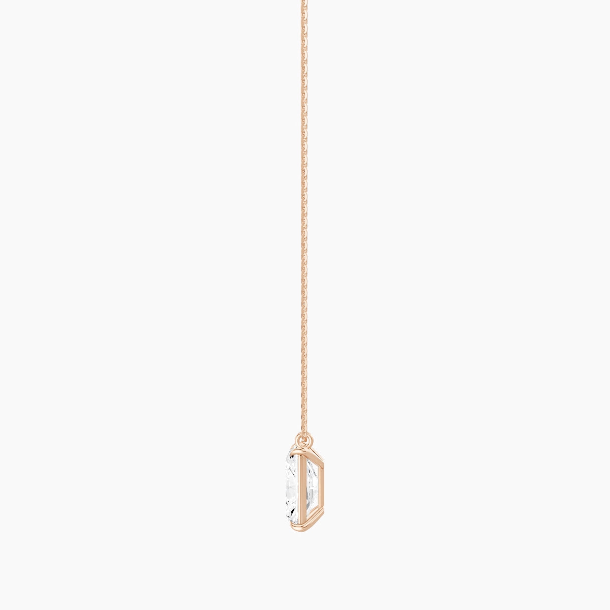 Hanging Solitaire | 18k Rose Gold 3 ct White Lab Diamond Radiant Pendant