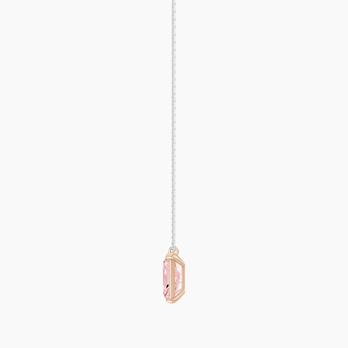 Hanging Solitaire | 18k White & Rose Gold 3 ct Pink Lab Diamond Radiant Pendant