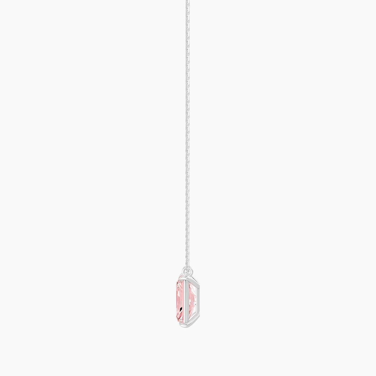 Hanging Solitaire | 18k White Gold 3 ct Pink Lab Diamond Radiant Pendant