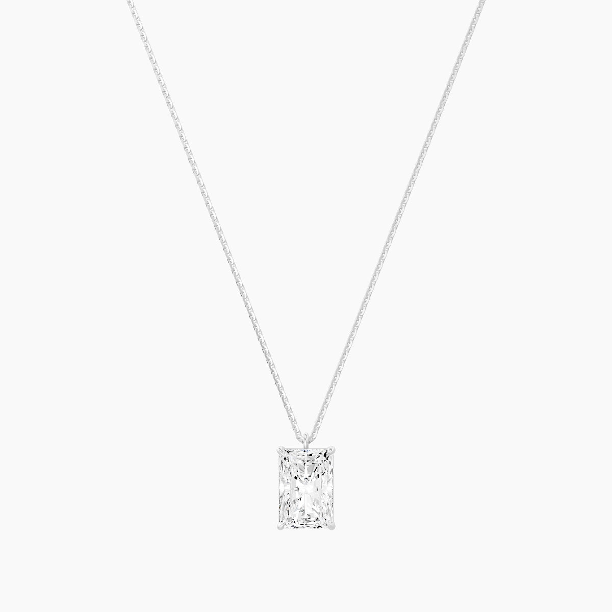Hanging Solitaire | 18k White Gold 3 ct White Lab Diamond Radiant Pendant