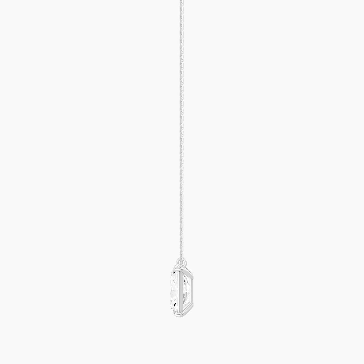 Hanging Solitaire | 18k White Gold 3 ct White Lab Diamond Radiant Pendant