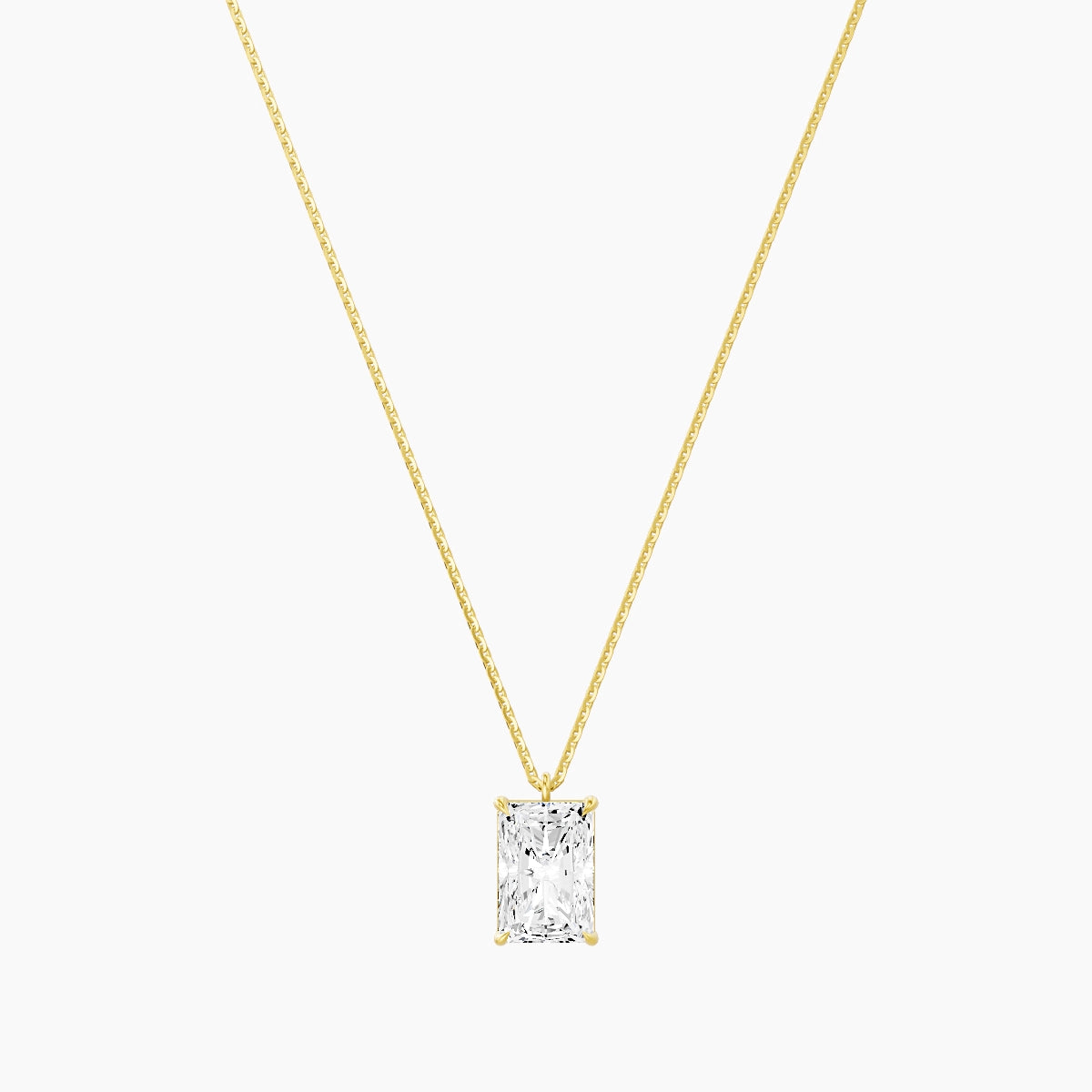 Hanging Solitaire | 18k Yellow Gold 3 ct White Lab Diamond Radiant Pendant