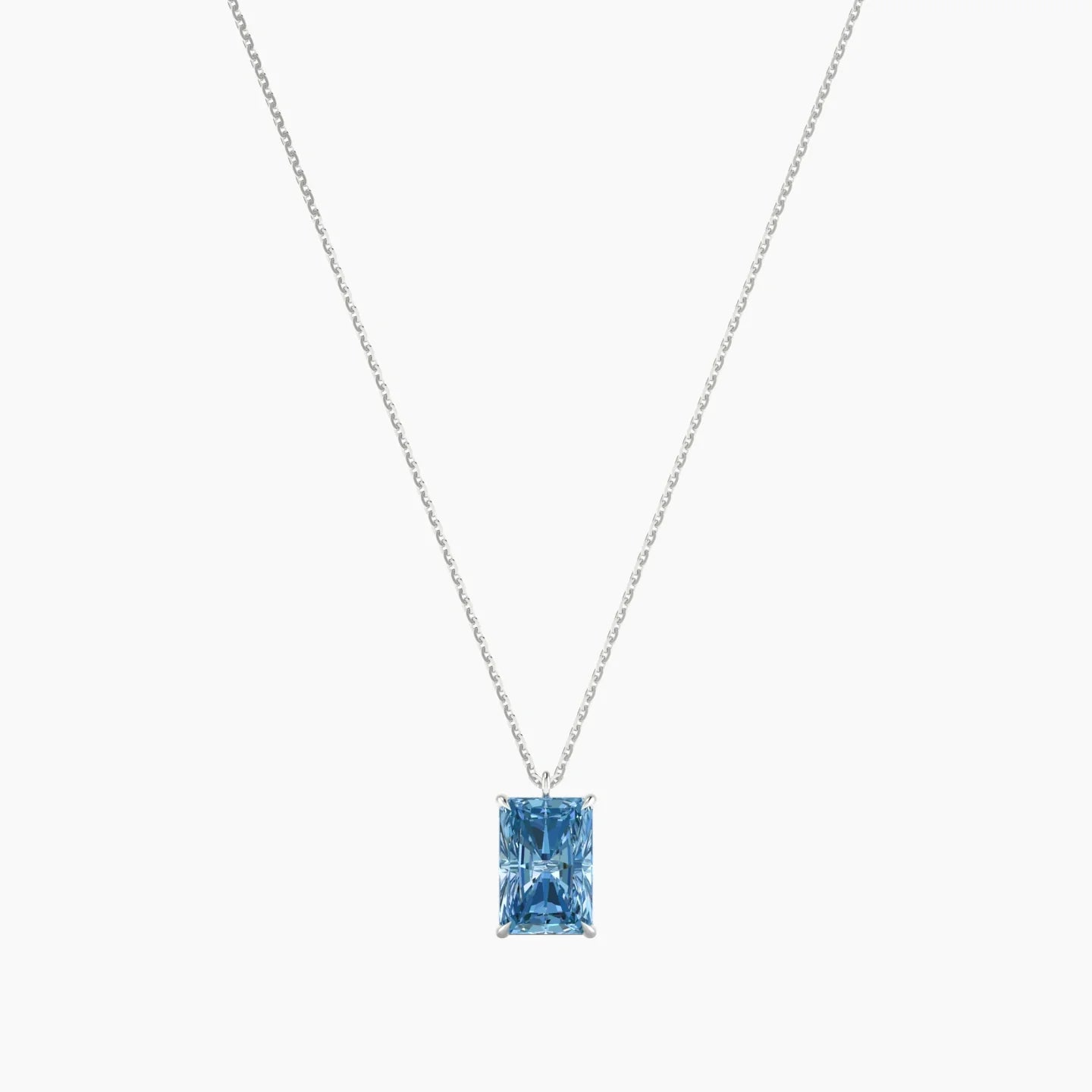 Hanging Solitaire | 18k White Gold 3 ct Blue Lab Diamond Radiant Cut Pendant