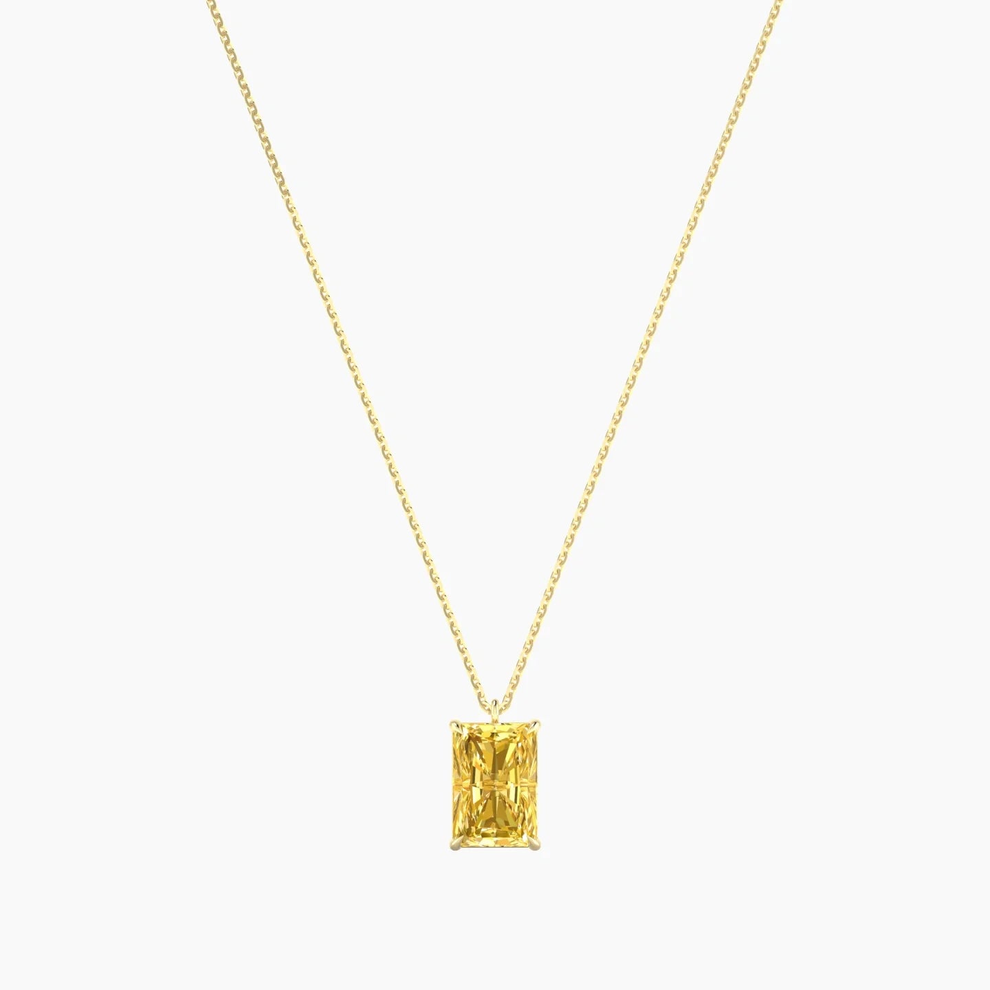 Hanging Solitaire | 18k Yellow Gold 3 ct Yellow Lab Diamond Radiant Cut Pendant