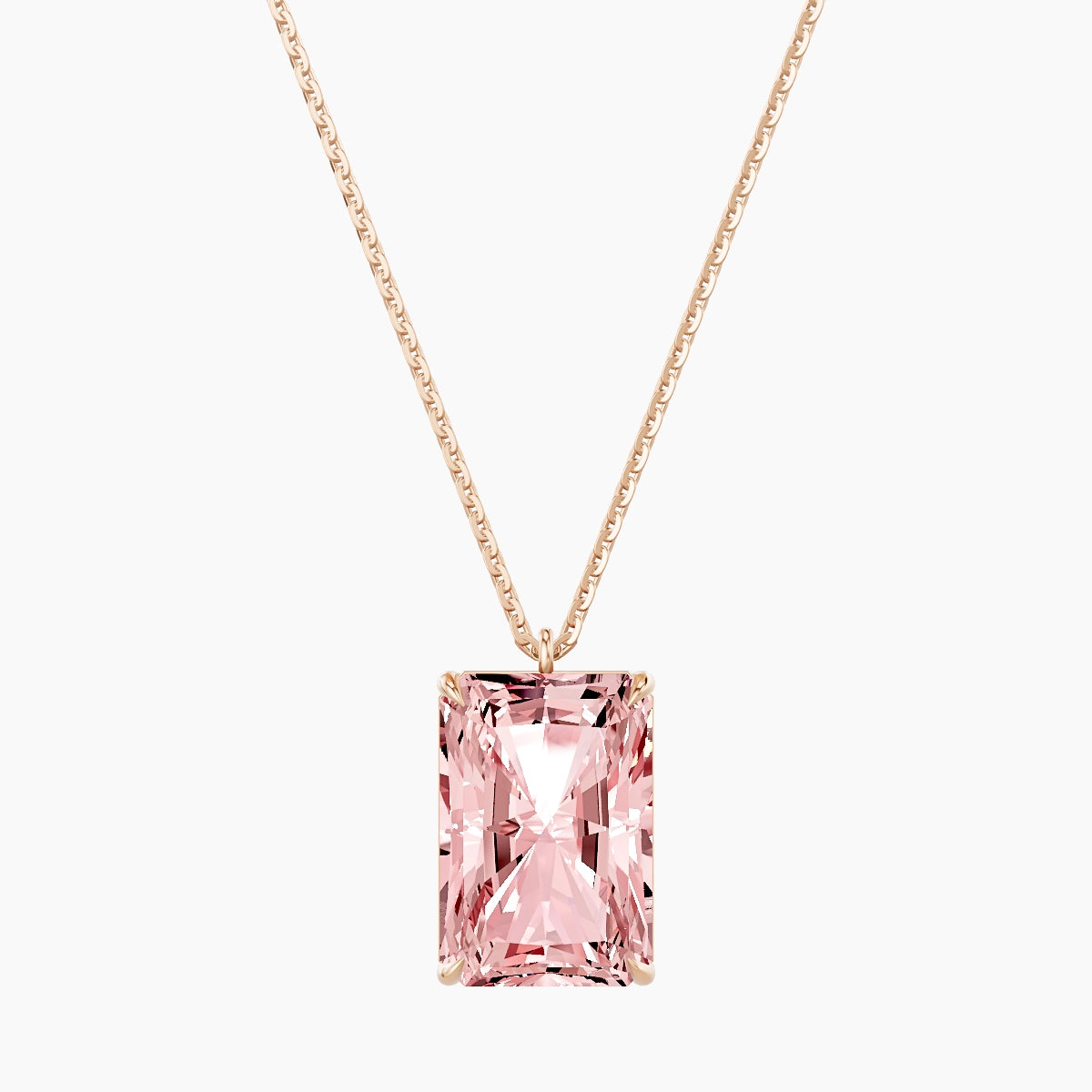 Hanging Solitaire | 18k Rose Gold 5 ct Pink Lab Diamond Radiant Pendant
