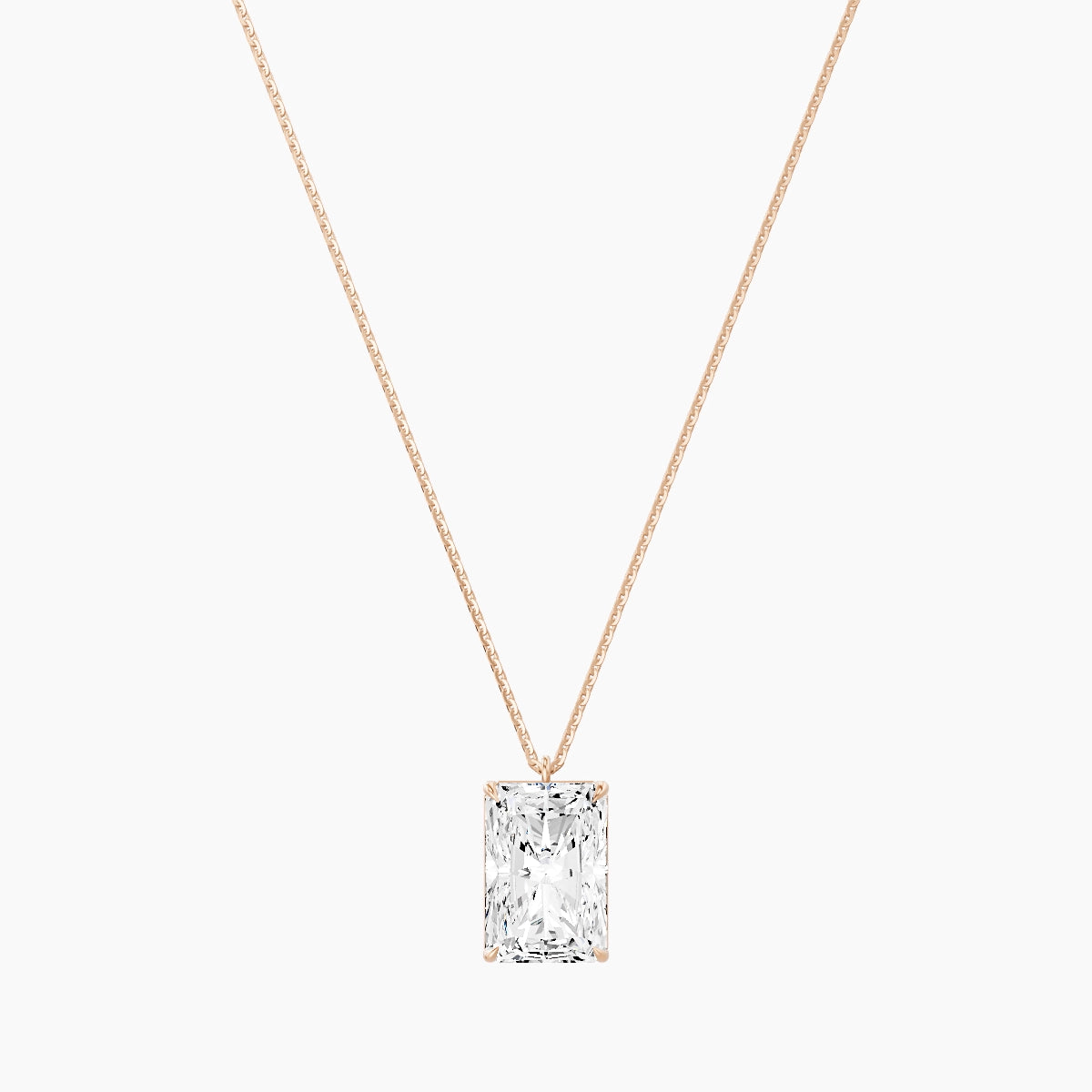 Hanging Solitaire | 18k Rose Gold 5 ct White Lab Diamond Radiant Pendant