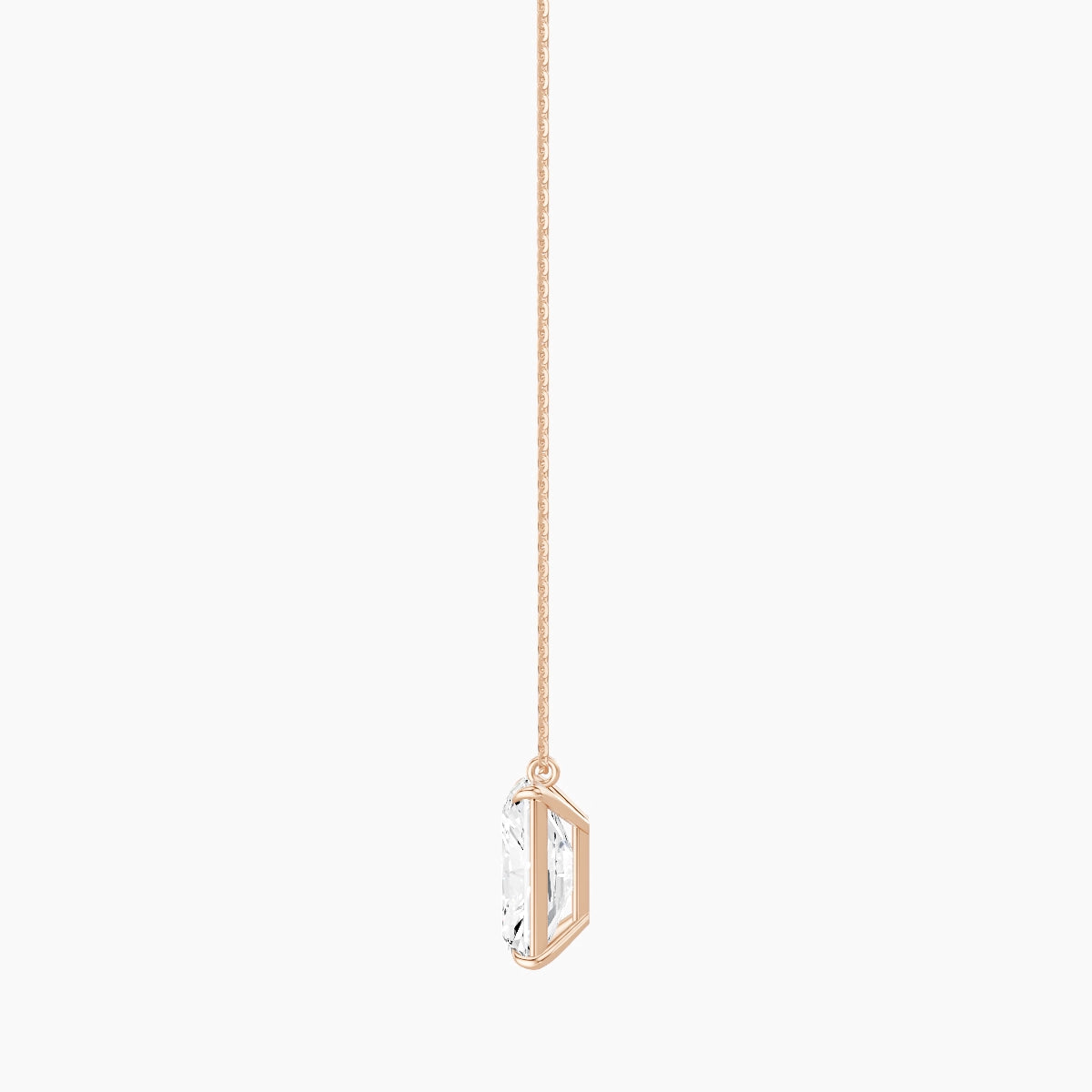 Hanging Solitaire | 18k Rose Gold 5 ct White Lab Diamond Radiant Pendant