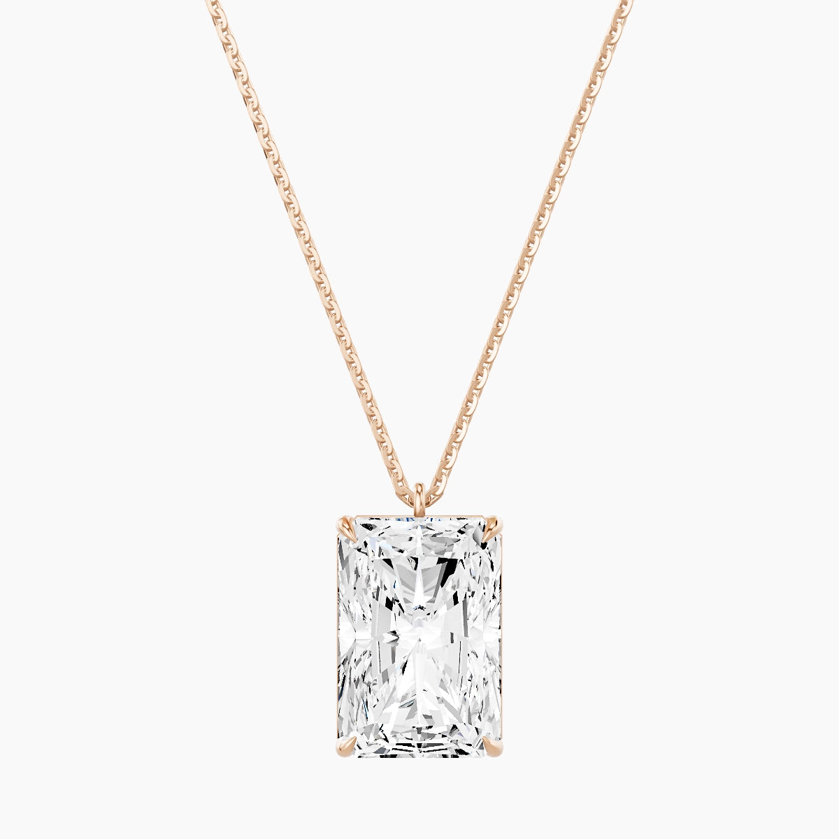 Hanging Solitaire | 18k Rose Gold 5 ct White Lab Diamond Radiant Pendant