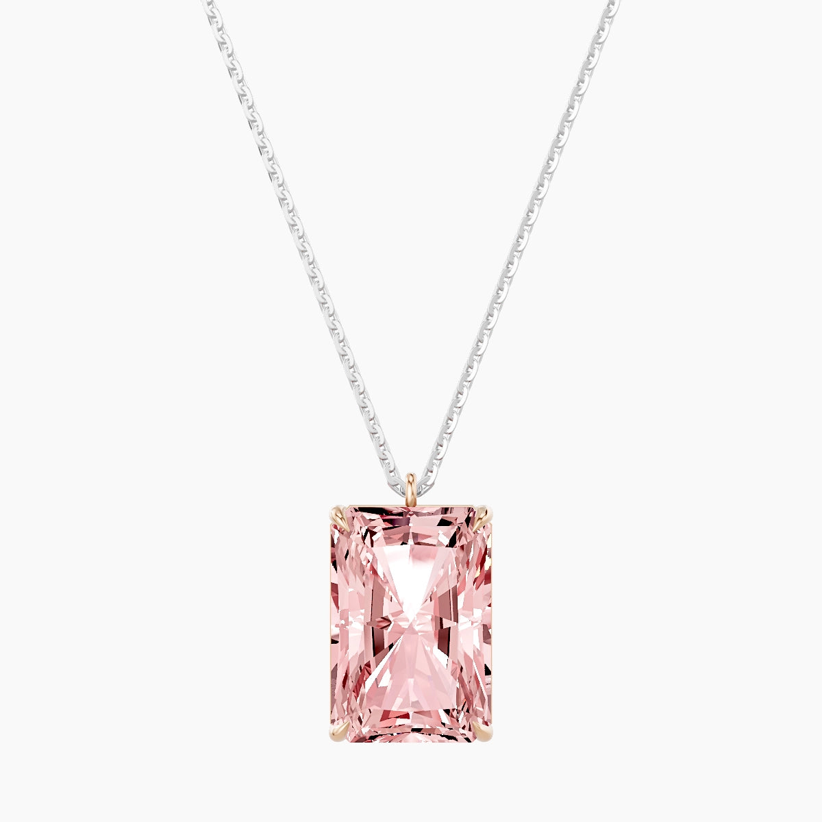 Hanging Solitaire | 18k White & Rose Gold 5 ct Pink Lab Diamond Radiant Pendant
