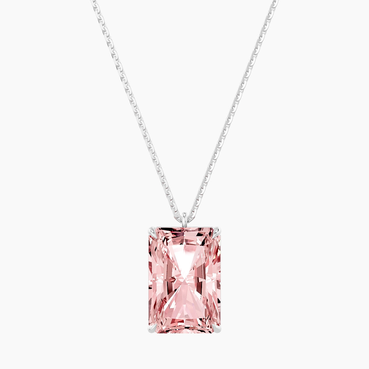 Hanging Solitaire | 18k White Gold 5 ct Pink Lab Diamond Radiant Pendant