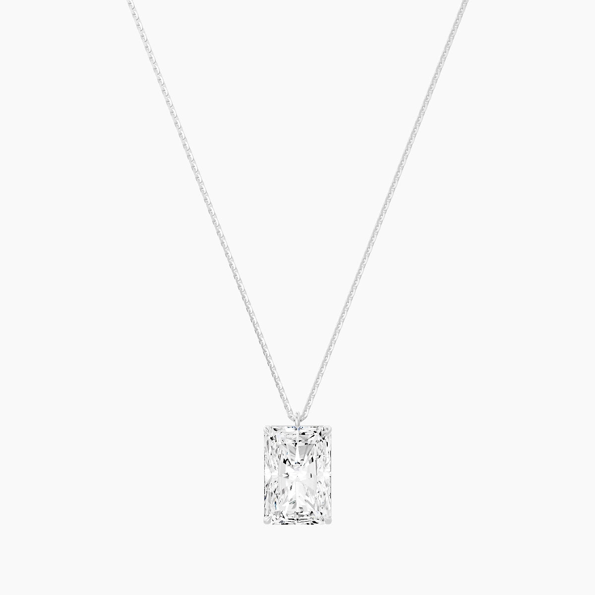Hanging Solitaire | 18k White Gold 5 ct White Lab Diamond Radiant Pendant