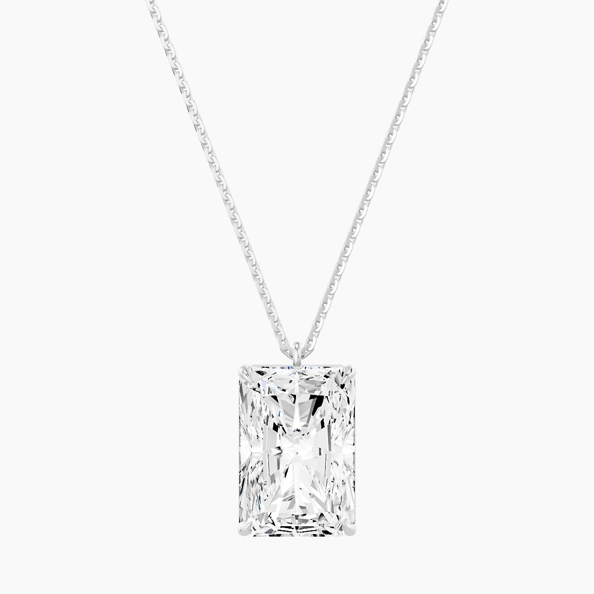Hanging Solitaire | 18k White Gold 5 ct White Lab Diamond Radiant Pendant