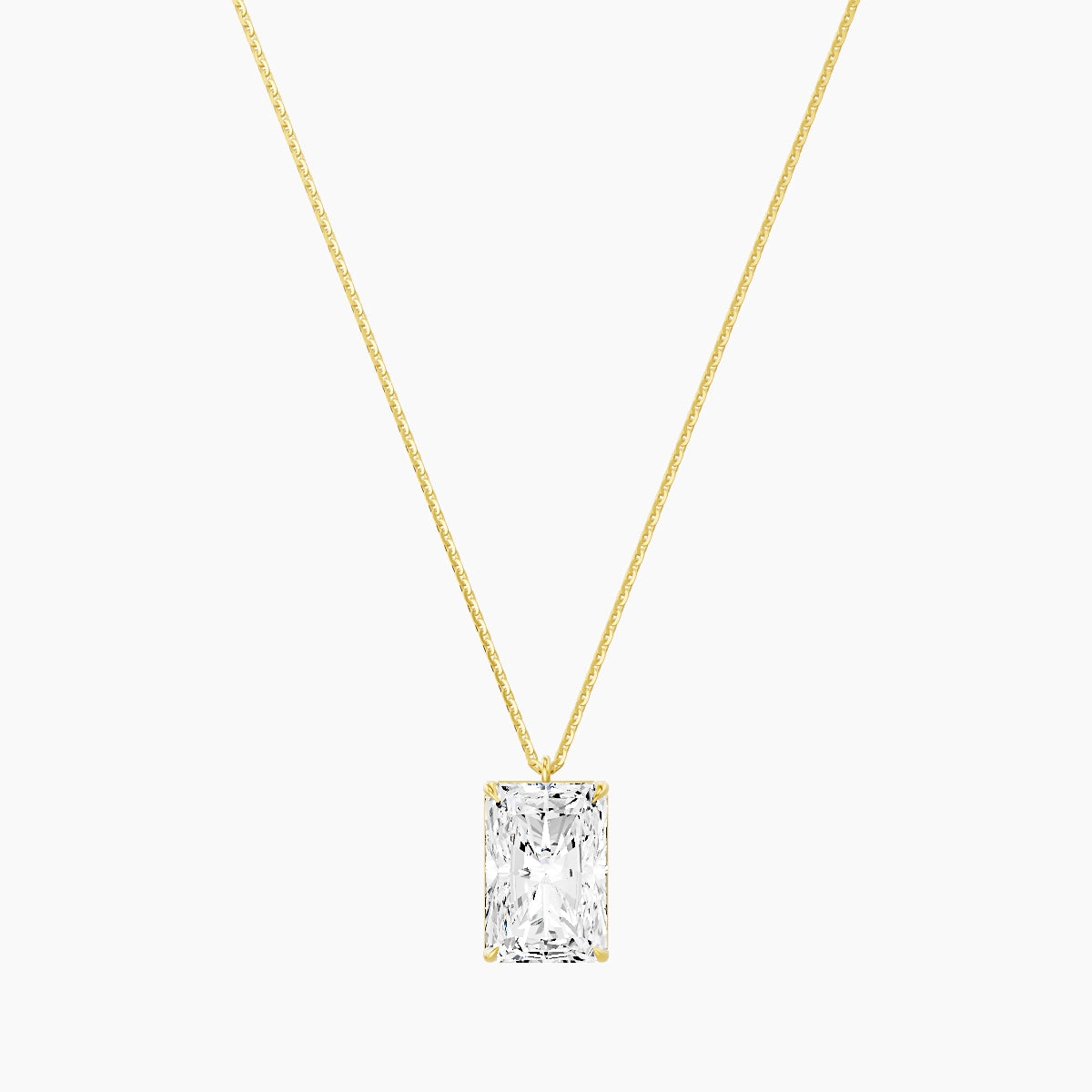 Hanging Solitaire | 18k Yellow Gold 5 ct White Lab Diamond Radiant Pendant