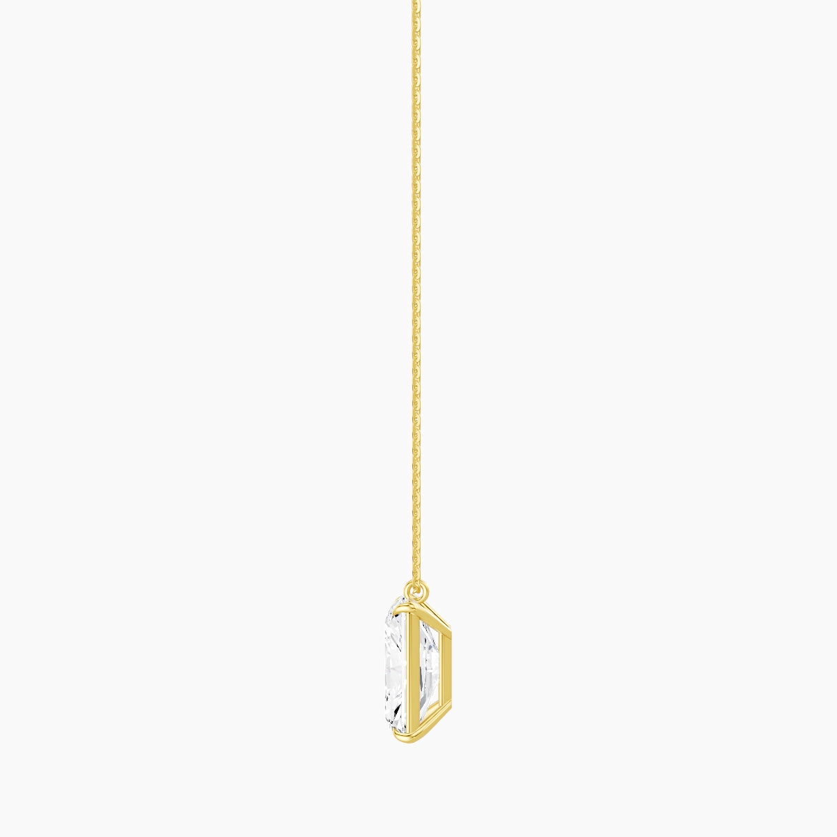 Hanging Solitaire | 18k Yellow Gold 5 ct White Lab Diamond Radiant Pendant