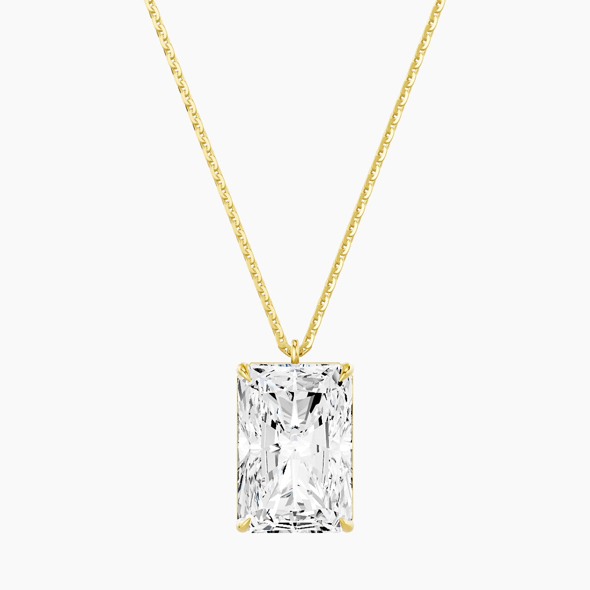 Hanging Solitaire | 18k Yellow Gold 5 ct White Lab Diamond Radiant Pendant