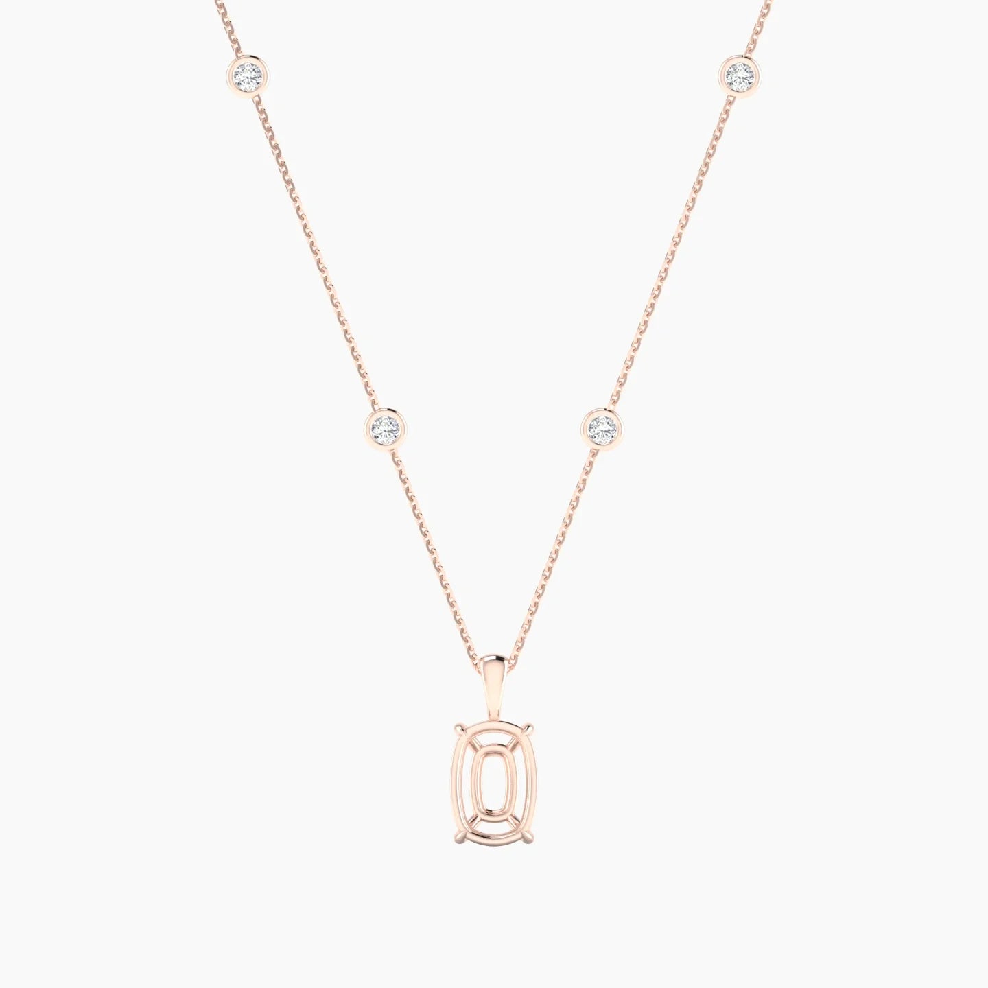 Hanging Solitaire with Sautoir | 18k Rose Gold 3-4.99 ct Cushion Cut Pendant Setting