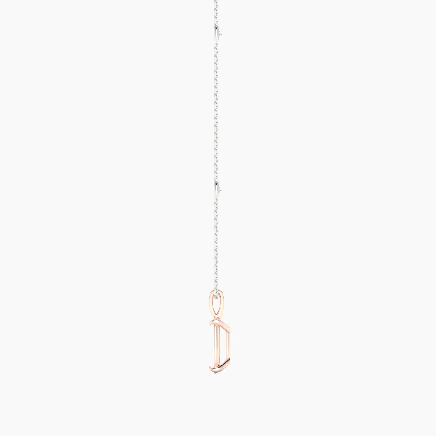 Hanging Solitaire with Sautoir | 18k White & Rose Gold 3-4.99 ct Cushion Cut Pendant Setting