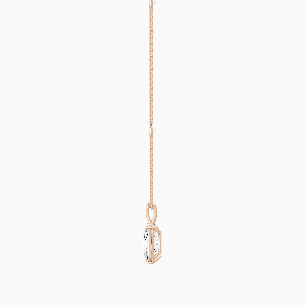 Hanging Solitaire with Sautoir | 18k Rose Gold 3 ct White Lab Diamond Cushion Pendant