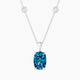 Cushion Blue Lab Diamond Pendant | Hanging Solitaire with Sautoir