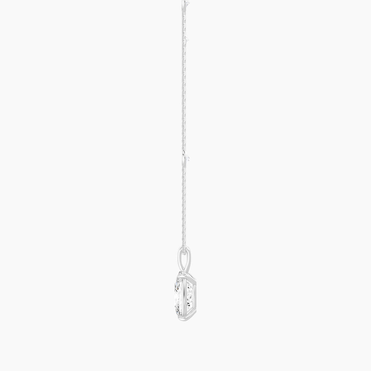 Hanging Solitaire with Sautoir | 18k White Gold 3 ct White Lab Diamond Cushion Pendant