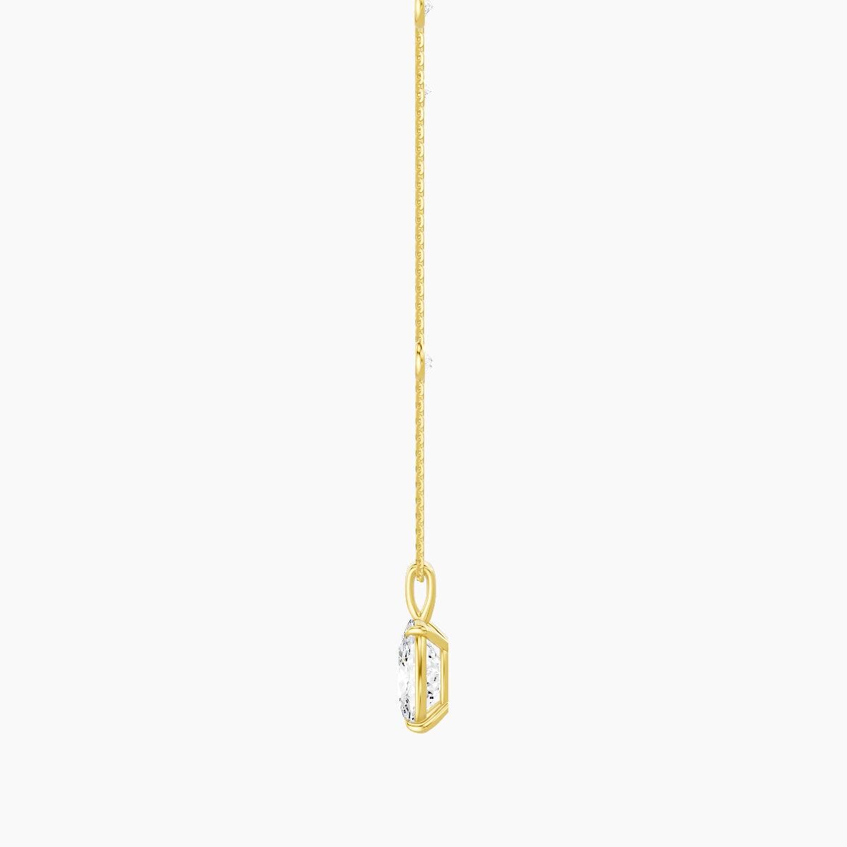 Hanging Solitaire with Sautoir | 18k Yellow Gold 3 ct White Lab Diamond Cushion Pendant