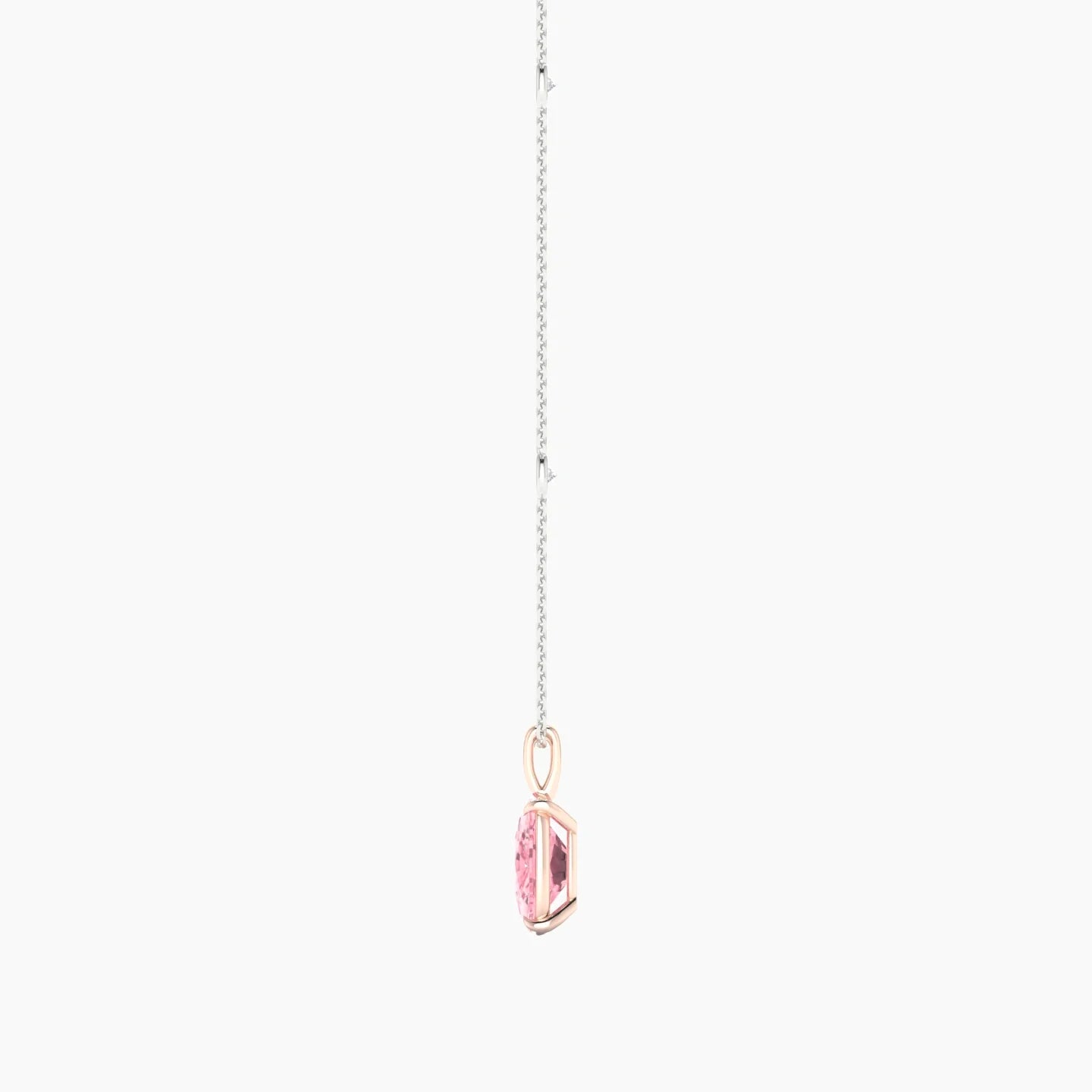 Hanging Solitaire with Sautoir | 18k White & Rose Gold 3 ct Cushion Cut Pendant Setting