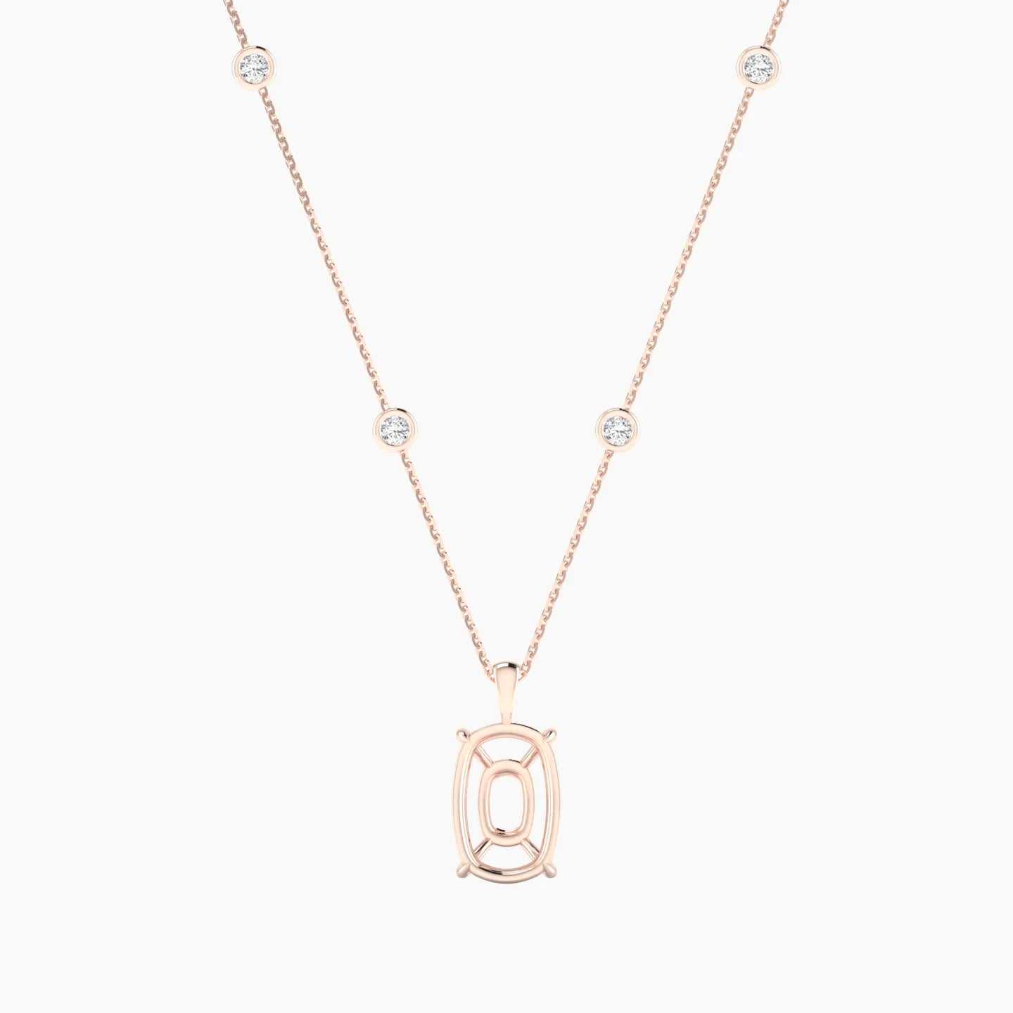 Hanging Solitaire with Sautoir | 18k Rose Gold 5-7.99 ct Cushion Cut Pendant Setting