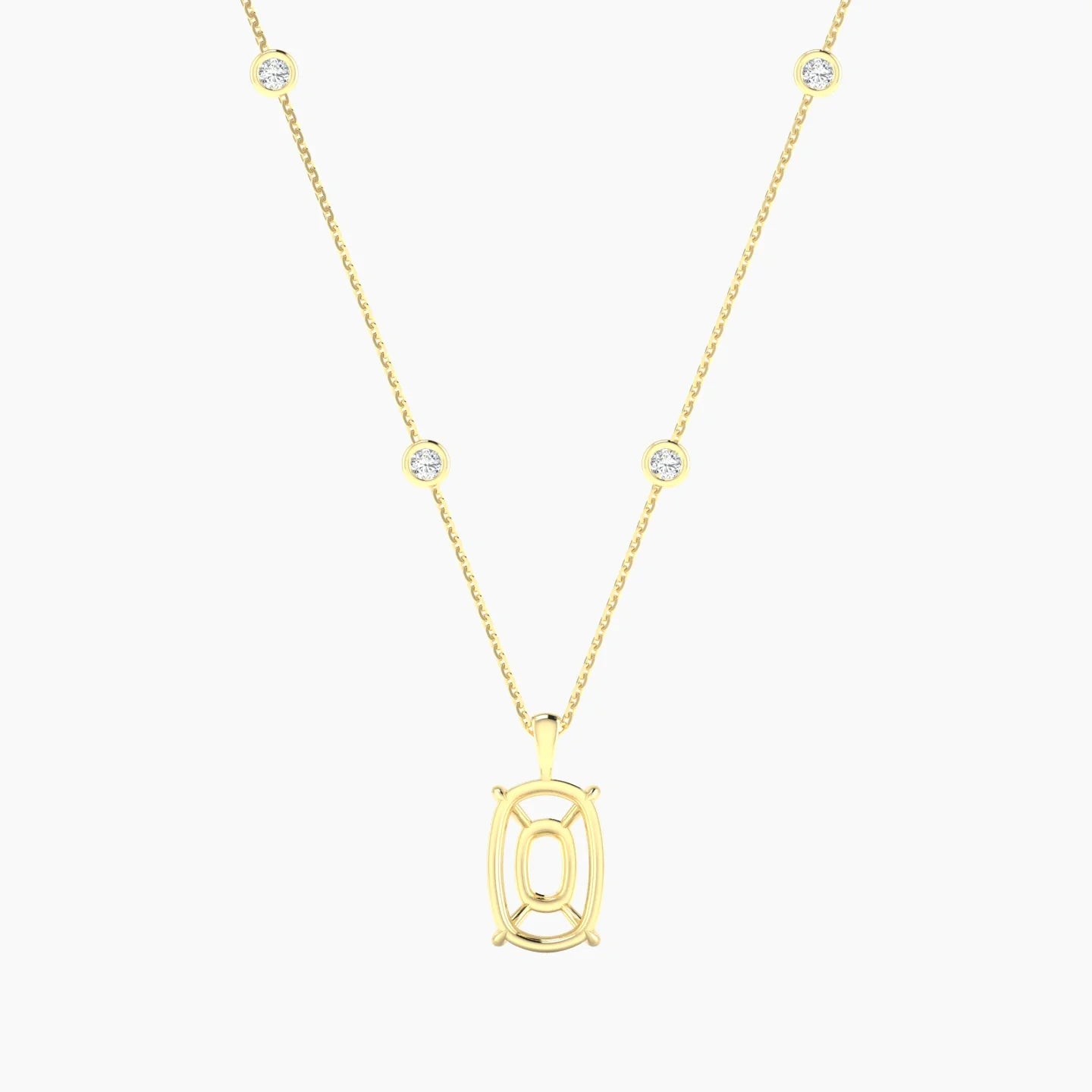 Hanging Solitaire with Sautoir | 18k Yellow Gold 5-7.99 ct Cushion Cut Pendant Setting
