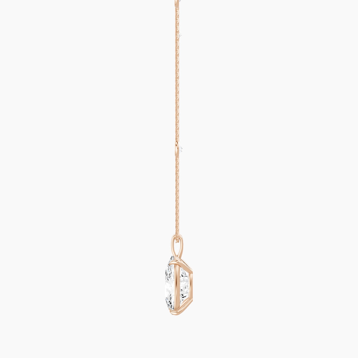 Hanging Solitaire with Sautoir | 18k Rose Gold 5 ct White Lab Diamond Cushion Pendant
