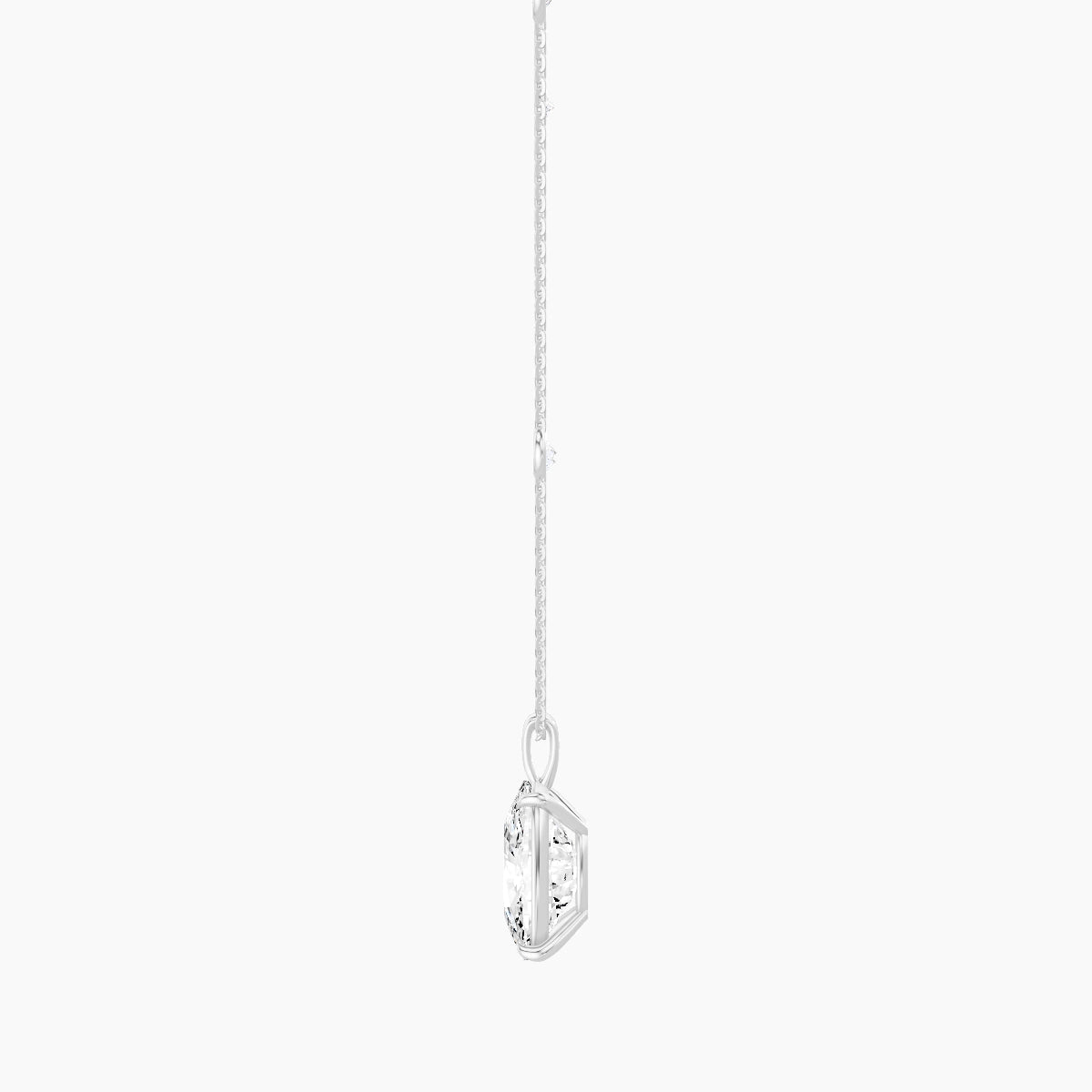 Hanging Solitaire with Sautoir | 18k White Gold 5 ct White Lab Diamond Cushion Pendant