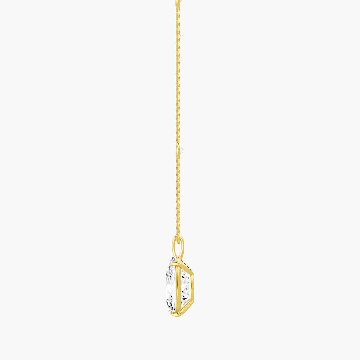 Hanging Solitaire with Sautoir | 18k Yellow Gold 5 ct White Lab Diamond Cushion Pendant