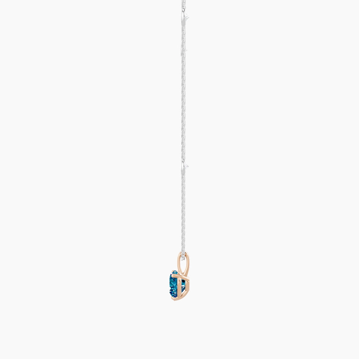 Hanging Solitaire with Sautoir | 18k White & Rose Gold 1 ct Blue Lab Diamond Heart Pendant
