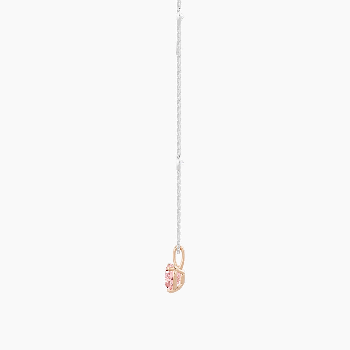 Hanging Solitaire with Sautoir | 18k White & Rose Gold 1 ct Pink Lab Diamond Heart Pendant
