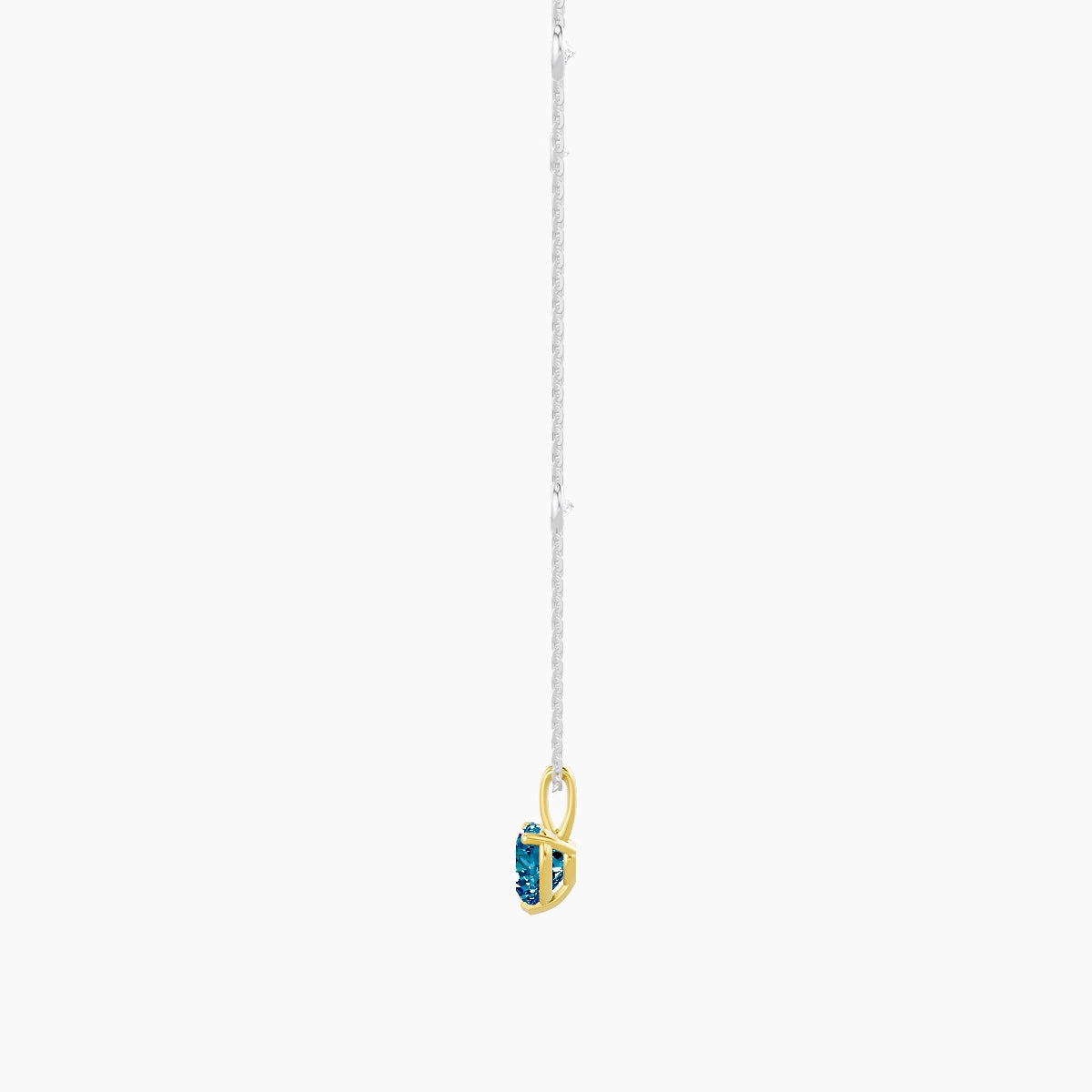 Hanging Solitaire with Sautoir | 18k White & Yellow Gold 1 ct Blue Lab Diamond Heart Pendant