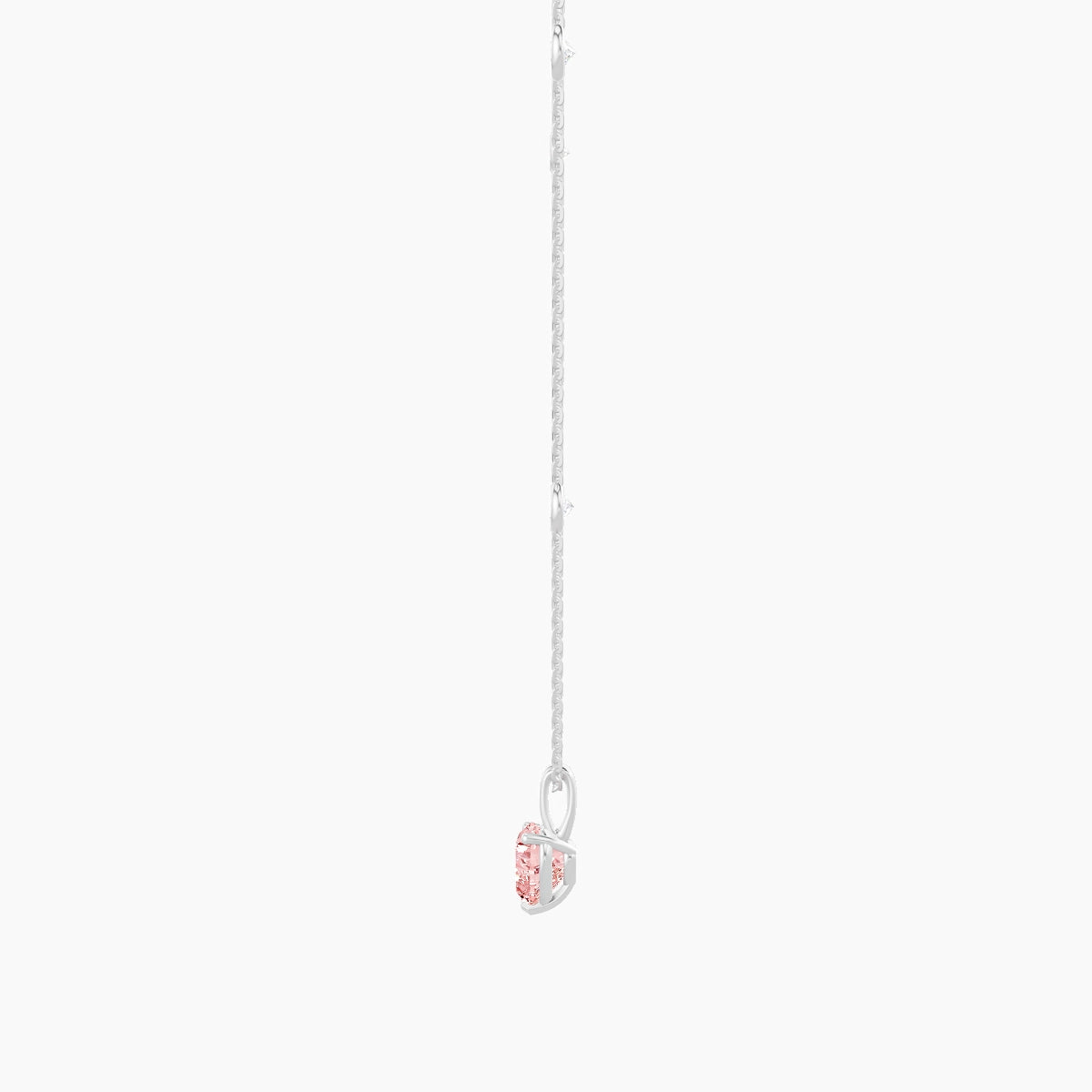 Hanging Solitaire with Sautoir | 18k White Gold 1 ct Pink Lab Diamond Heart Pendant
